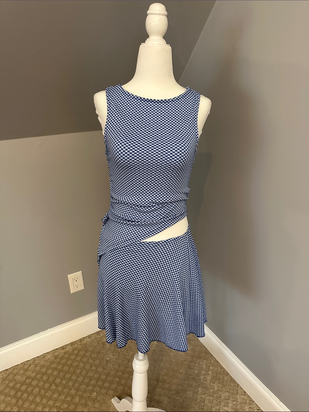 wild fable Blue & White Check two piece set